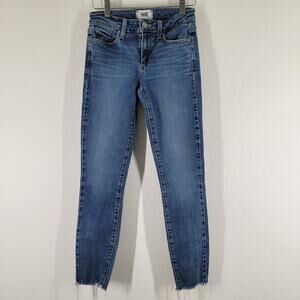 Paige Skinny Jeans Womens 24 Raw Hem Verdugo Ankle Medium Blue